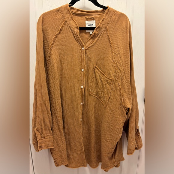 aerie Tops - aerie pool to beach party cover up camel XXL